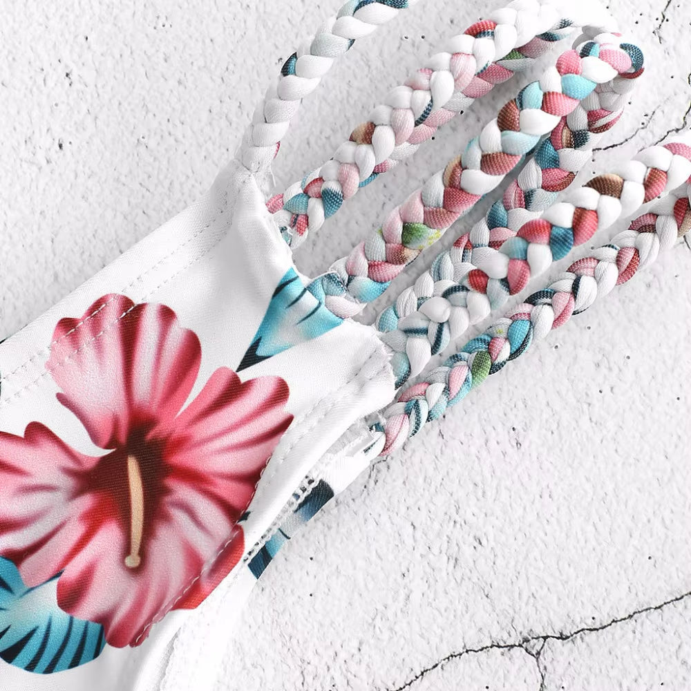 Summer Women'S Micro Bikini Set Cut Out Flowers Bandage Swimsuit Push up Sexy Halter Swimwear Beachwear Biquini Maillot De Bain