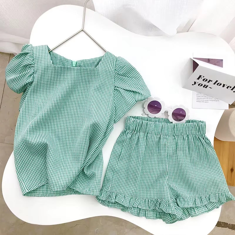 Girls Clothing Sets 2025 Summer Kids Clothes Floral Chiffon Halter+Embroidered Shorts Straw Children Clothing