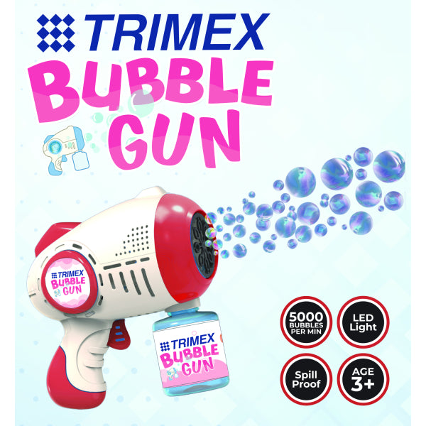 TX-BU-026 TRIMEX BATTERY OPERATED BUBBLE GUN WITH LED LIGHT – RED & BLUE