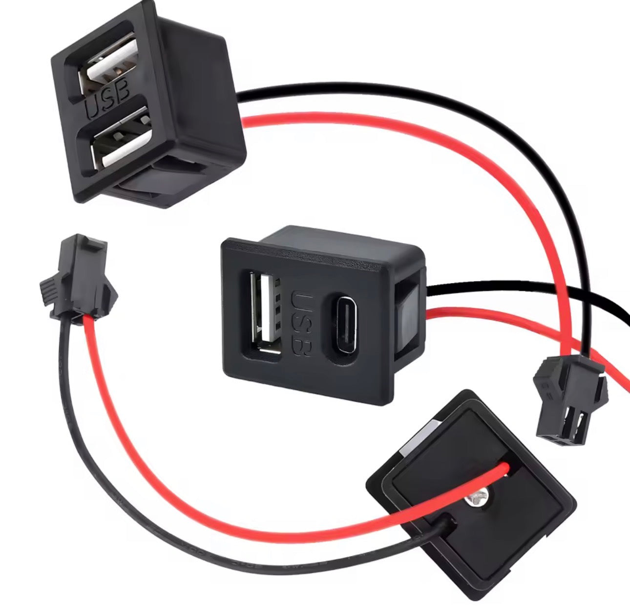 Double Layer Usb Female Base Type-C Socket and Female Usb Lamp Charging Socket Power Socket With Cable Connector