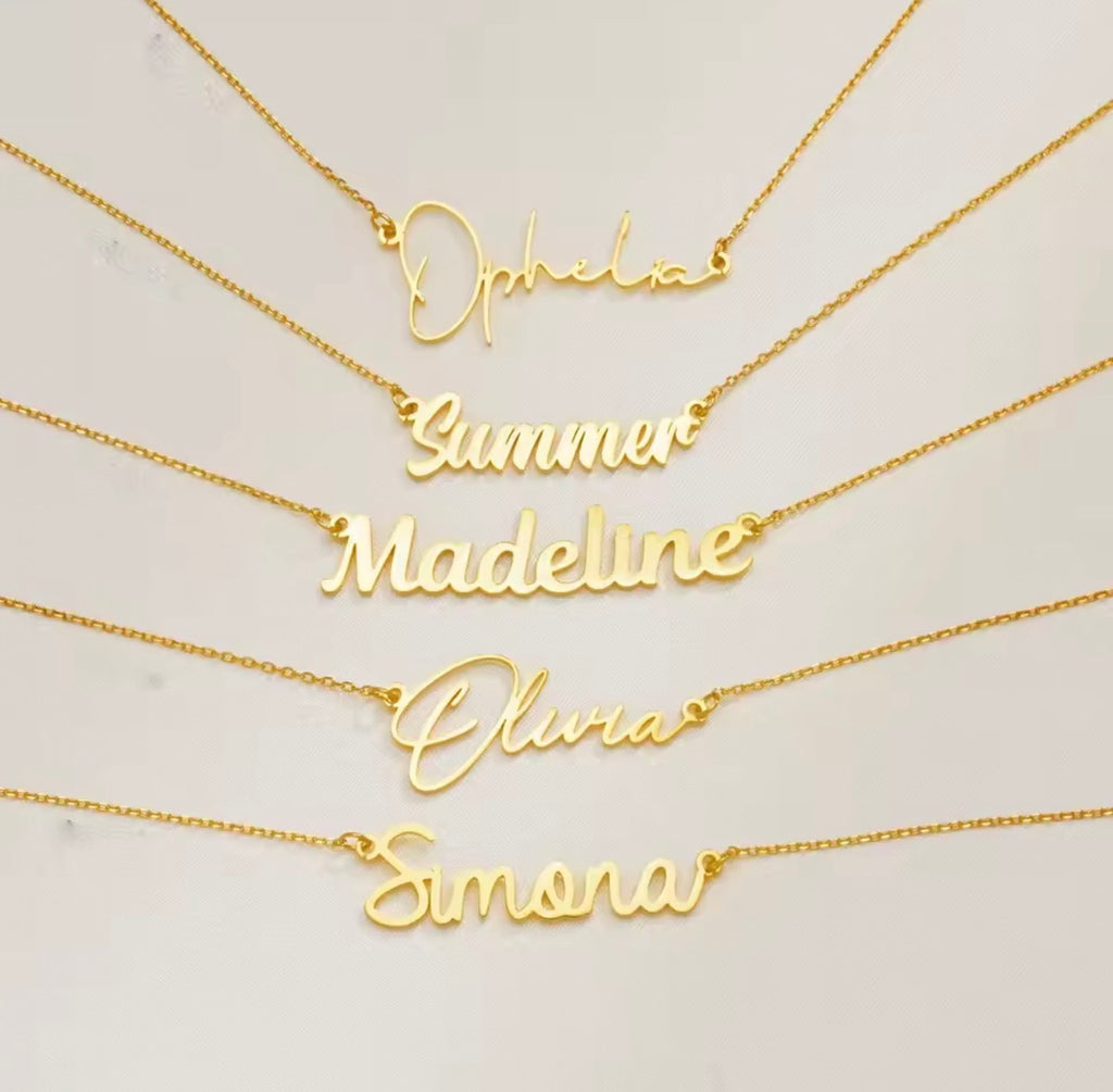 Custom Name Necklace for Women Personalised Cursive Letter Pendant Stainless Steel Jewelry Men Chain Choker Collar Personalizado