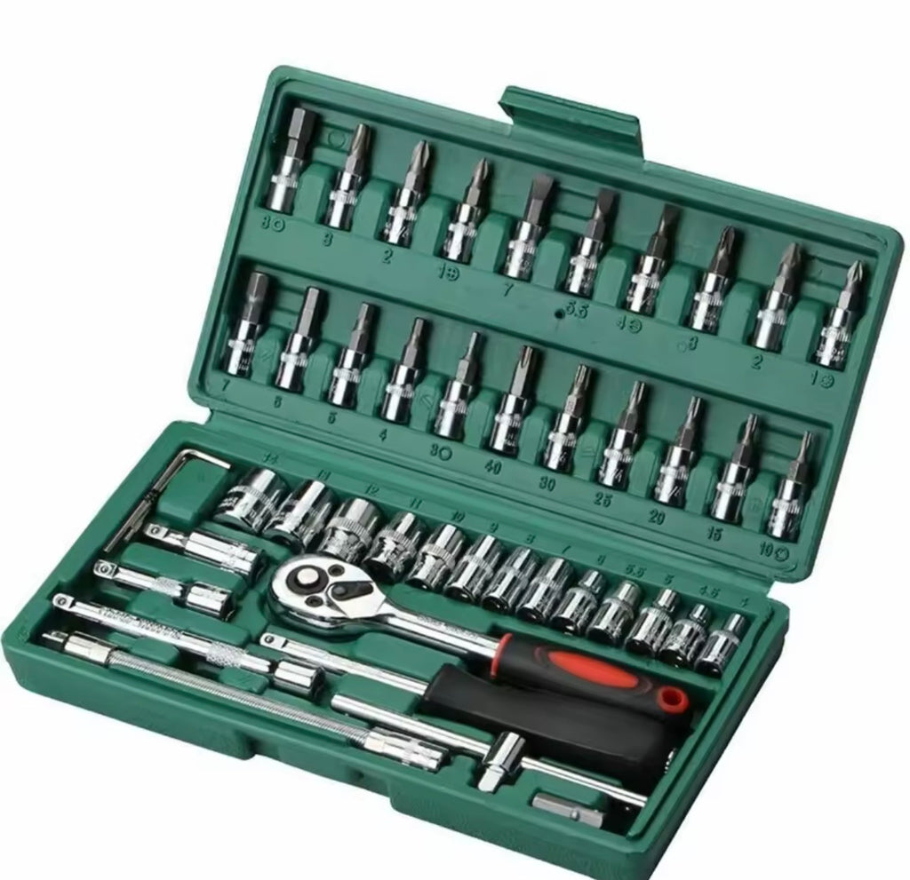 52Pcs Metric Socket Set 1/4" Drive Repair Tool Ratchet Torx Wrench Kit with Case