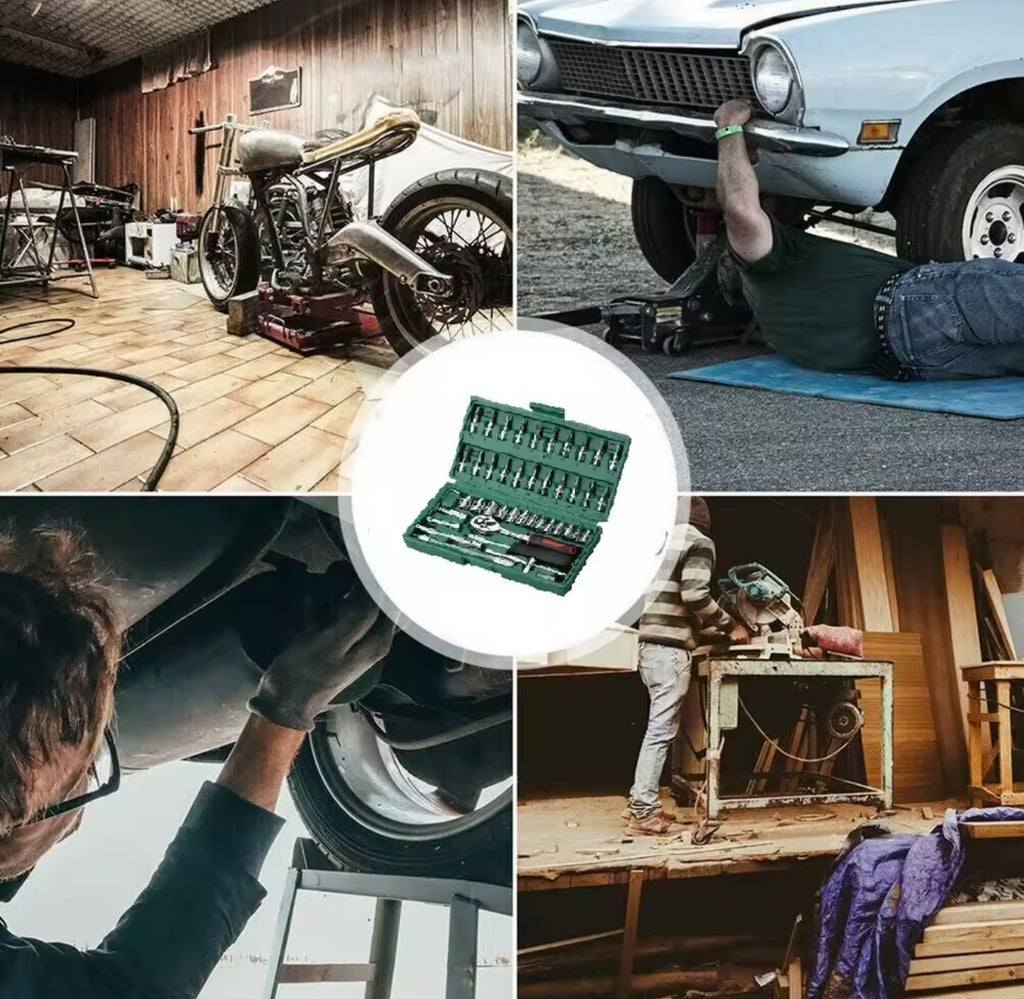 52Pcs Metric Socket Set 1/4" Drive Repair Tool Ratchet Torx Wrench Kit with Case